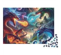 Fantasy Battle 1000 Pieces Jigsaw Puzzle Fire And Ice - Brainteasing Challenge for Adults52x38cm/1000pcs