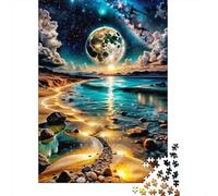 Fantasy Beach Moonlight Jigsaw Puzzle Bundle for Adults And Kids Age 12+ 1000 Pieces Sturdy Cardboard Puzzle 38x26cm/1000pcs