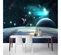 Fantasy Beautiful Starry Sky Cartoon Planet Space Universe Modern 3D Wallpaper Premium Textured Silk Neutral Tones Material Ideal for Living Room Bedroom-250cm×170cm