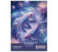 Fantasy Betta Fish 1000 Piece Jigsaw Puzzle Paper for Adults Watercolor Style Puzzle Game for Family Stress Relief Home Decor 52x38cm/1000pcs