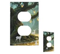 Fantasy Big Tree Wall Plate Cover Modern Decorative 1 Gang Light Switch Cover Unbreakable Receptacle Outlet Covers For Living Room Bedroom Home Decor Duplex
