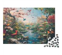 Fantasy Bird Paradise 1000 Piece Jigsaw Puzzles Lush Valley Stream Flying Birds for Adult Educational Game Home Decoration Challenge High Difficulty Birthday Gifts 38x26cm