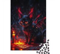 Fantasy Black Cat 1000 Piece Jigsaw Puzzle Paper for Adults Magical Night Scene Puzzle Game for Family Home Decor Stress Relief Gift 52x38cm/1000pcs