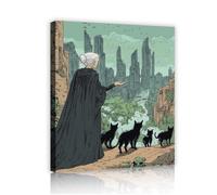 Fantasy Black Cats Canvas Poster Futuristic City Canvas Wall Art 50x70cm
