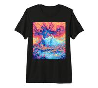 Fantasy Blue Bison Psychedelic Forest Animal Art Premium T-Shirt
