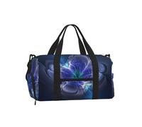 Fantasy Blue Flower Gym Duffle Bag with Shoe Compartment Travel Weekender Overnight Bag Waterproof Sports Gym Bag with Shoulder Strap