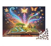Fantasy Book 1000 Piece Jigsaw Puzzles Book Opens Fairy Tale World Adults Aged 12 And Above Educational Games Home Decoration Difficult Challenging Male And Female Birthday 38x26cm Gifts