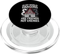 Fantasy Book Bookish - My World Dragons Friends Not Enemies PopSockets PopGrip for MagSafe
