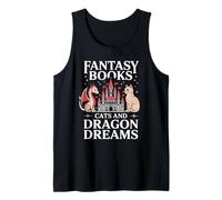 Fantasy Book Cats and Dragon Dreams - Bookish Creatures Tank Top