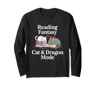 Fantasy Book Fun Tee Lover Cat Dragon Magical Stories Long Sleeve T-Shirt