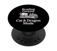 Fantasy Book Fun Tee Lover Cat Dragon Magical Stories PopSockets Adhesive PopGrip