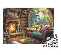 Fantasy Book Nook 1000 Piece Jigsaw Puzzle for Adults Cozy Magical Library Room Premium Thick Sturdy Vibrant Challenging Hard Stress Relief Gift 70x50cm/1000pcs