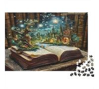 Fantasy Book World Hard 1000 Piece Puzzle for Adults Open Book with Forest Scene Premium Thick Sturdy Vibrant Challenging Stress Relief 70x50cm/1000pcs