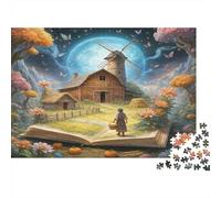 Fantasy Book World Thick 1000 Piece Puzzle for Adults Farm Scene on Open Book Premium Sturdy Vibrant Challenging Hard Difficult Stress Relief 38x26cm/1000pcs