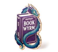 Fantasy Book Wyrm Enamel Pin • Dragon Pin for Book Lovers • Hard Enamel Lapel Pin for Backpacks, Jackets & Bags • Literary Gift for Readers, Bookworms & Fantasy Novel Fans • Unique Dragon Accessory by