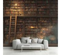 Fantasy Bookcase Wallpaper - Magical Library Wall Mural 300x210 cm (W x H), Non-Woven Photo Wallpaper Mural for Bedroom, Living Room, Hallway, Home Decor Y&W79