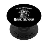 Fantasy Books Club Fun Tee Not A Bookworm Book Dragon PopSockets Adhesive PopGrip