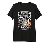 Fantasy Books Lover Bookish Fun Tee Book Club Dragon Reader Premium T-Shirt