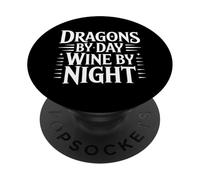 Fantasy Books Reading Time Dragons By Day Wine By Night PopSockets Adhesive PopGrip