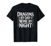 Fantasy Books Reading Time Dragons by Day Wine by Night T-Shirt