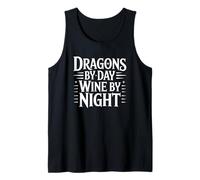 Fantasy Books Reading Time Dragons by Day Wine by Night Tank Top
