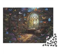 Fantasy Bookshelf-magical Garden Style 1000 Piece Jigsaws Featuring Artistic Design Personalised Jigsaws That Are Impossible Hard Difficult Challenging for Home Decor 52x38cm/1000pcs