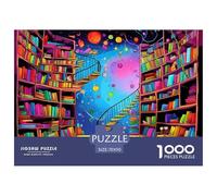 Fantasy Bookstore Jigsaw Puzzles Puzzles for Adults Kids. 1000 Piece Galaxy Spiral Stairs Impossible Challenge Toy Educational Games Home Decoration for Adults& Kids Age 14 Years Up 70x50cm/1000pcs