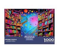 Fantasy Bookstore Jigsaw Puzzles Puzzles for Adults Kids. 1000 Pieces Galaxy Spiral Stairs Great Gifts Challenge Toy Educational Game Home Decoration for Adults& Kids Age 14 Years Up 38x26cm/1000pcs