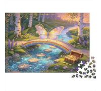 Fantasy Butterfly Bridge 1000 Piece Jigsaw Puzzle Paper Puzzle Game for Adults Enchanted Forest Stream Relaxing Home Decor 38x26cm/1000pcs