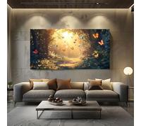 Fantasy Butterfly Pictures Wall Art for Living Room Garden Forest Large Canvas Prints for Hallway Decor Nature Insect Artwork for Bedroom Frameless 80x160 cm