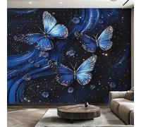 Fantasy Butterfly Wallpaper - Blue Starry Sky Wall Mural 315x215 cm (W x H), Non-Woven Photo Wallpaper Mural for Bedroom, Living Room, Hallway, Home Decor Y&W90