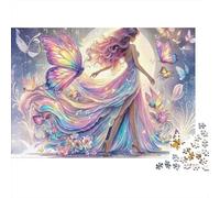 Fantasy Butterfly Woman 1000 Piece Puzzle for Adults Colorful Butterfly Fairy Challenging Hard Difficult Premium Thick Sturdy Vibrant Stress Relief Family Decor 70x50cm/1000pcs