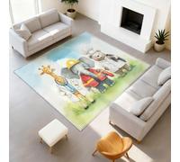 Fantasy Cartoon Animal Gradient Colour Printed Rugs Doctor Giraffe Elephant Soft Rugs Machine Washable Area Rug for Entrance Floor Mat Doormats 40 x 60 cm