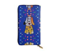 Fantasy cartoon dog Long leather wallet, portable credit card holder, zippered coin purse, and ID compartment