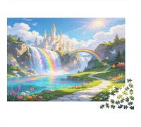 Fantasy Castle 1000 Piece Jigsaw Puzzle Paper for Adults Rainbow Waterfall Beautiful Scenery Relaxing Game Home Decor 52x38cm/1000pcs