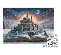 Fantasy Castle Book Jigsaw Puzzle Educational Game: Magical Castle Emerging from A Book for Adults Teens Age 12 Years Up 52x38cm/1000pcs