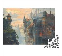 Fantasy Castle City 1000 Pieces Cliff Castle View Premium Cardboard Jigsaw Puzzle for Adults Parent-child Interaction Senior Citizens Staycation Entertainment Limited Edition 38x26cm/1000pcs