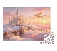 Fantasy Castle in the Clouds 1000 Piece Jigsaw Puzzle Jigsaw Puzzle for Adults Magical Sky Dragon Paper Relaxation Home Gift Focus Family 70x50cm/1000pcs