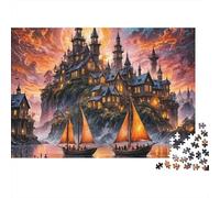 Fantasy Castle Jigsaw Puzzle 1000 Piece Jigsaw Puzzle Paper for Adults Illuminated Boats Puzzle Game 38x26cm/1000pcs