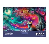 Fantasy Castle Jigsaws 1000 Piece Puzzle Cat in Psychedelic Nebula Impossible Suitable for Decompression And Wall Decor Educational Games for Adults And Kids 38x26cm/1000pcs