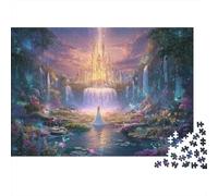 Fantasy Castle Landscape Hard 1000 Piece Puzzle for Adults Cinderella Castle Waterfall Premium Thick Sturdy Vibrant Challenging Stress Relief 52x38cm/1000pcs