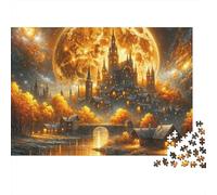 Fantasy Castle Moonlight 1000pc Full Moon Castle Heavy-duty Cardboard Jigsaw Puzzle for Brain Teaser Lovers Team Building Leisure Entertainment Social Icebreaker holiday pastime 38x26cm/1000pcs