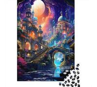 Fantasy Castle Night 1000 Piece Eco-Friendly Puzzle Adult Hobbyists Portable Mind Decompression Fun Entertainment 52x38cm/1000pcs