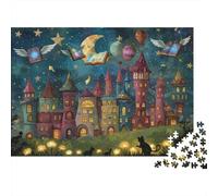 Fantasy Castle Night 1000 Pieces Puzzles Colorful Tiny Town Wall Decoration Decompression Jigsaw for Men And Women Challenging Puzzles Jigsaw Puzzles for Adults 52x38cm/1000pcs