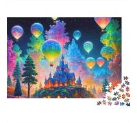 Fantasy Castle Night 1000pc Balloon Castle Thick Cardboard Puzzle for Stress Relief Seekers Christmas Gathering Home Decor Senior Centre Activity Classroom Puzzle Gift 70x50cm/1000pcs