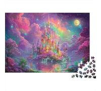 Fantasy Castle Night 1000pc Rainbow Cloud Castle Thick Cardboard Puzzle for Stress Relief Seekers Christmas Gathering Home Decor Senior Centre Activity Classroom Puzzle Gift 52x38cm/1000pcs