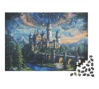 Fantasy Castle Night 1000pc Starry Bridge Castle Thick Cardboard Jigsaw Puzzle for Stress Relief Seekers Christmas Gathering Home Decor Classroom Puzzle Activity Gift Idea 70x50cm/1000pcs