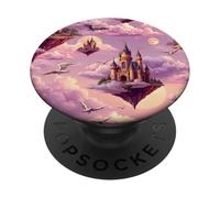 Fantasy Castle Sky Dragons Floating Kingdom Graphic PopSockets Adhesive PopGrip