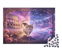Fantasy Cat 1000 Piece Jigsaw Puzzle for Adults Paper Material Enchanted Garden Scene Relaxing Leisure Focus Booster Home Decor Gift 38x26cm/1000pcs