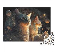 Fantasy Cat 1000 Piece Jigsaw Puzzle Paper for Adults Space Scene Puzzle Game for Family Relaxation Home Decor Gift 52x38cm/1000pcs